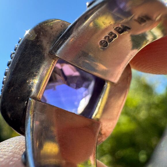 Amethyst Ring 925 Silver & 18k Gold BA Suarti Size 7.5 - Picture 14 of 17